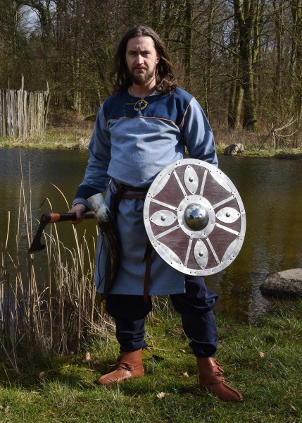 Viking Tunic Ove with Herringbone Pattern, blue | Battle-Merchant ⚔