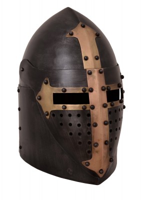 Blackened 18 Gauge Steel Medieval Barbuta Helmet Accessories Hats & Caps Helmets Military Helmets 