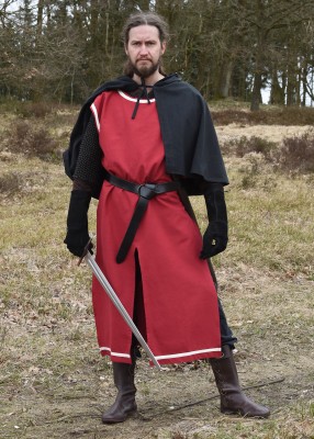 Unisex linen lined woollen surcoat for medieval or viking reenactment burgundy