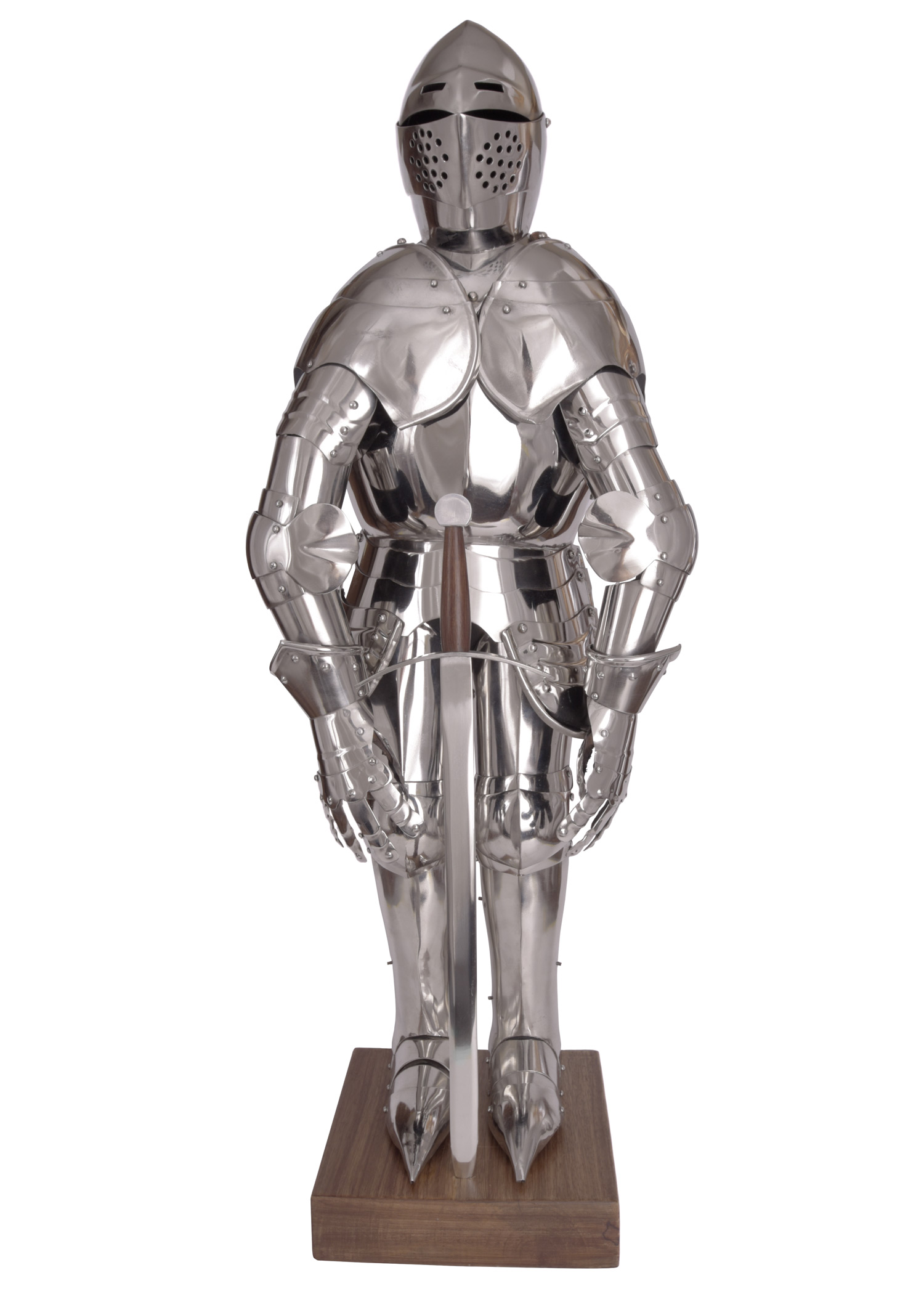 Ritter mit Schwert und Rundschild Mittelalter Rüstung Figur 