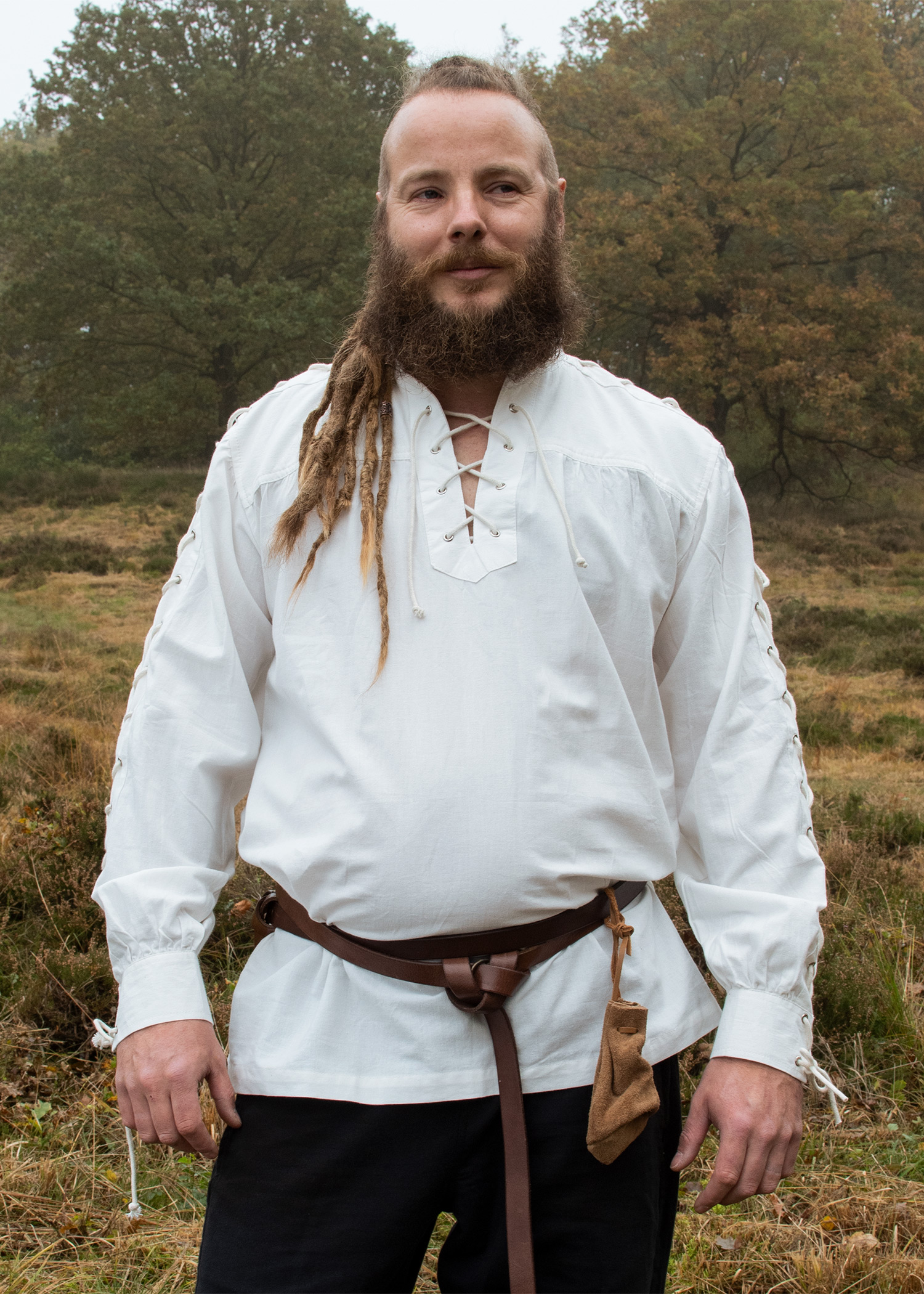 Medieval Shirt Corvin with Lacing, white, Shirts, Middle Ages