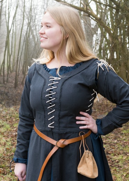 Medieval Dress Marit with Cording, dark blue, Overdress, Dresses ...
