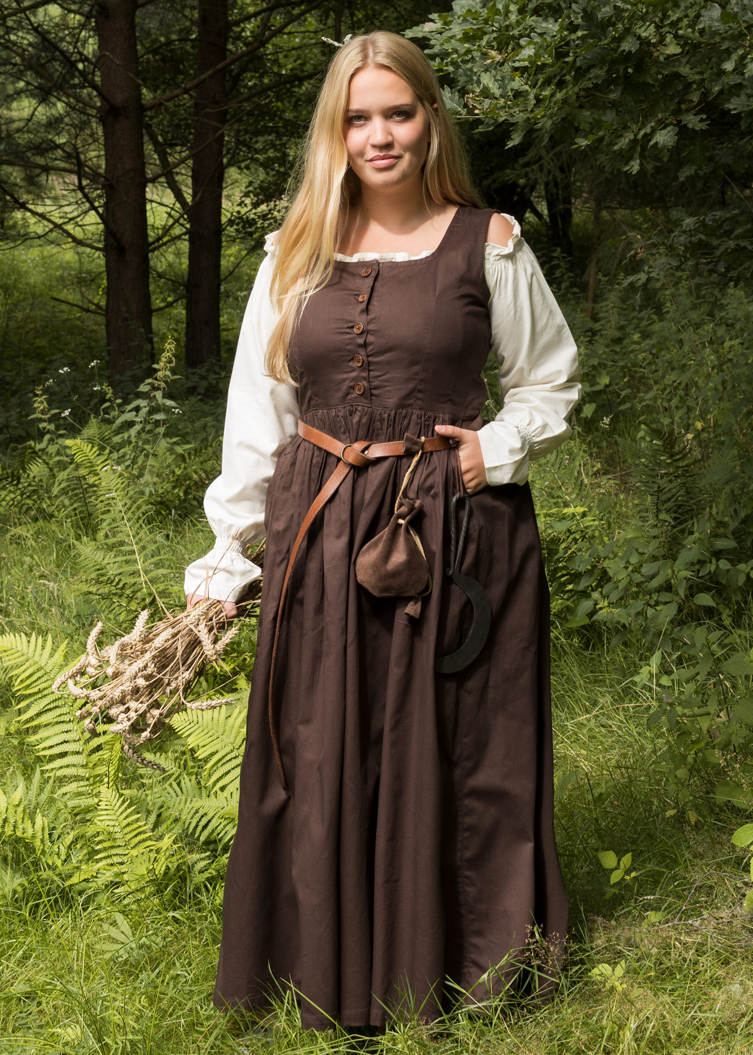 Sleeveless Medieval Dress, Overdress Lene, brown, Peasant's Dress, Dresses, Middle  Ages, Garments, Clothing