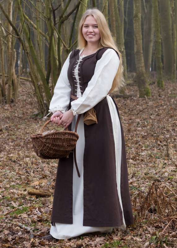 Medieval Dress Marit with Cording, brown, Overdress, Dresses, Middle ...
