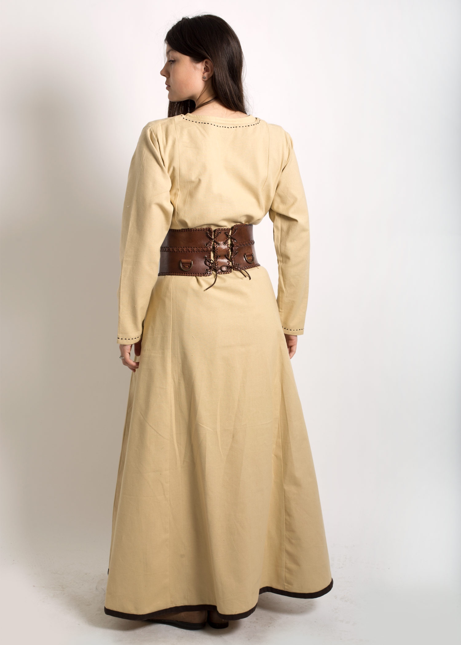 EpicArmoury Bauernkleid Weiß Beige Kleid Damen Mittelalterkleid LARP S-XL