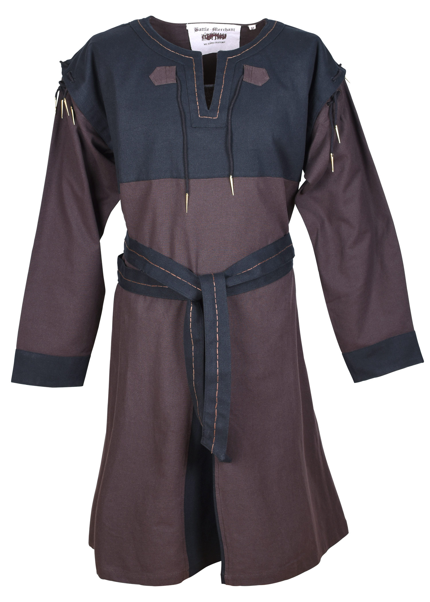 Medieval Tunic Bent with Detachable Sleeves, brown/black | Battle ...
